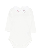 Tutina per neonati Bonpoint bianca con dettagli natalizi ricamati sul colletto - Rubino Kids