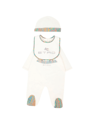 ETRO Kids white baby romper with Pegasus motif