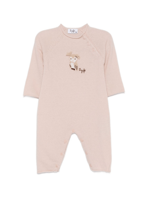 Beige Il Gufo baby onesie with owl motif