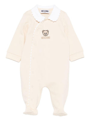Tutina per neonati Moschino Kids beige con ricamo Teddy Bear
