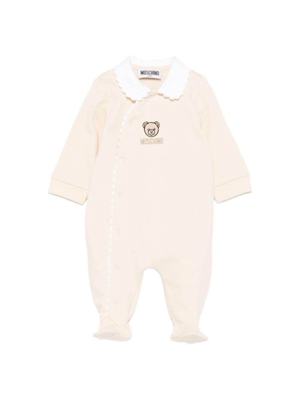 Tutina per neonati Moschino Kids beige con ricamo Teddy Bear - Rubino Kids