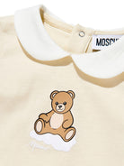 Tutina per neonati Moschino Kids beige con stampa Teddy Bear su nuvola - Rubino Kids