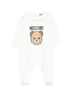Moschino Kids white baby romper with Teddy Bear print