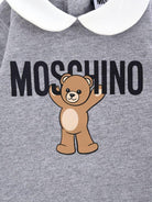 Tutina per neonati Moschino Kids grigio in cotone con stampa teddy - Rubino Kids