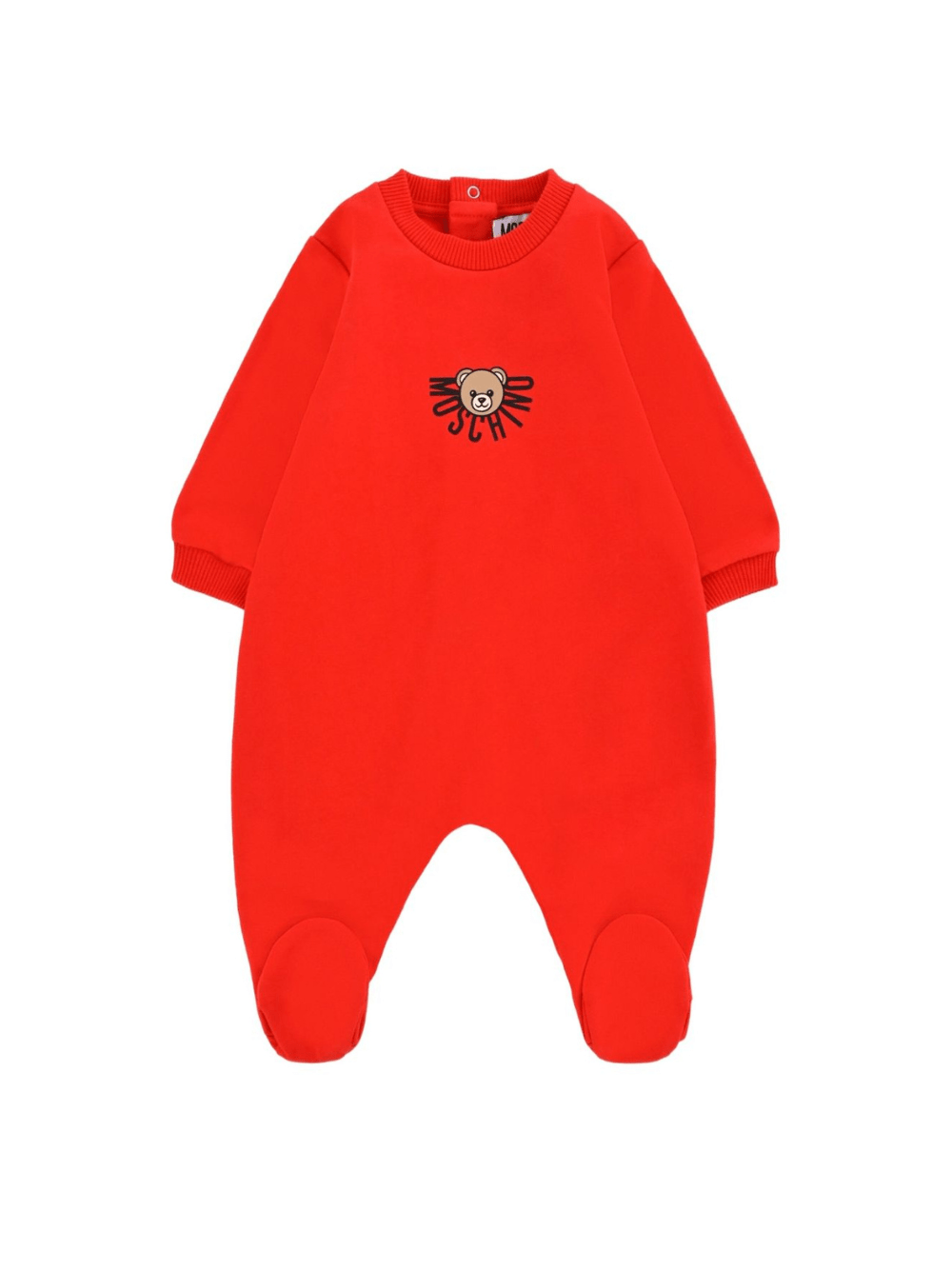 Tutina per neonati Moschino Kids rosso in cotone con stampa teddy - Rubino Kids