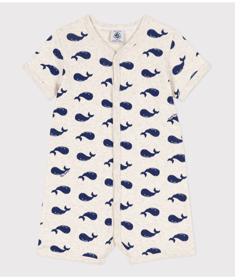 Tutina per neonati Petit Bateau beige con fantasia grafica all - over - Rubino Kids