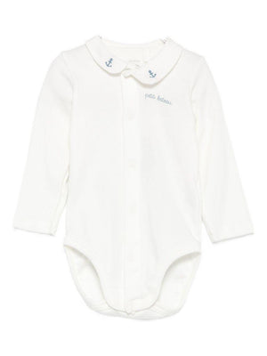 Tutina per neonati Petit Bateau bianca con colletto alla Peter Pan