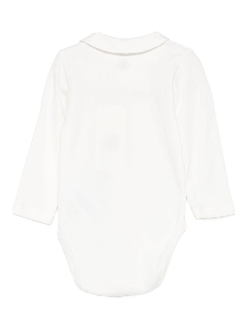 Tutina per neonati Petit Bateau bianca con colletto alla Peter Pan - Rubino Kids
