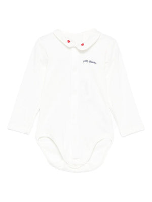 Petit Bateau white baby romper with heart decoration