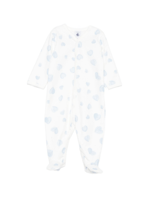 Petit Bateau white baby romper with heart pattern