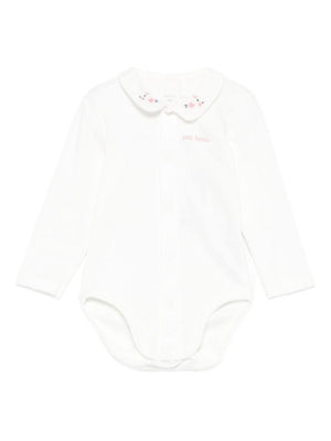 Petit Bateau white baby romper with floral embroidery