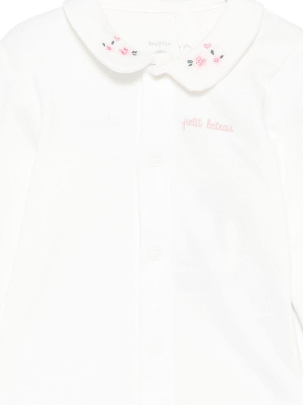Tutina per neonati Petit Bateau bianca con ricamo a fiori - Rubino Kids