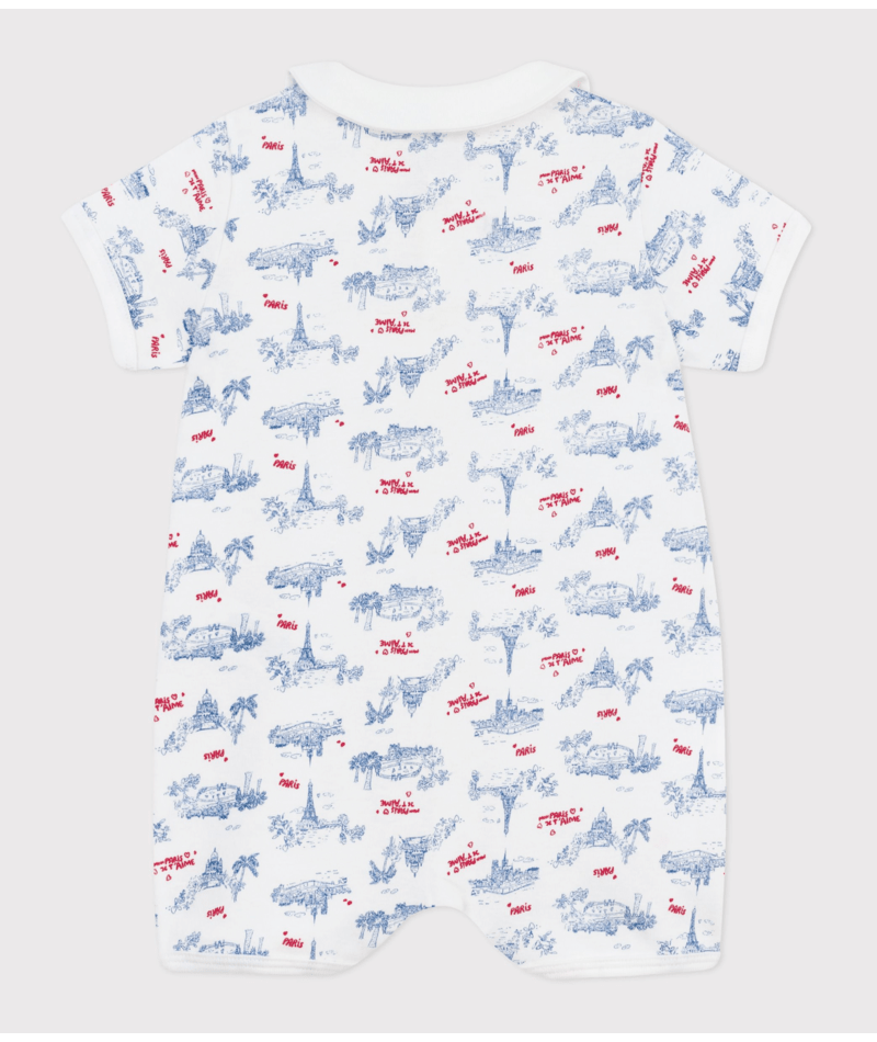 Tutina per neonati Petit Bateau bianco con fantasia grafica all - over - Rubino Kids