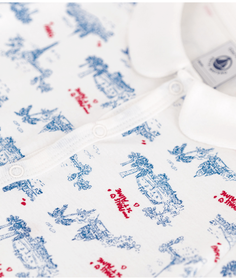 Tutina per neonati Petit Bateau bianco con fantasia grafica all - over - Rubino Kids