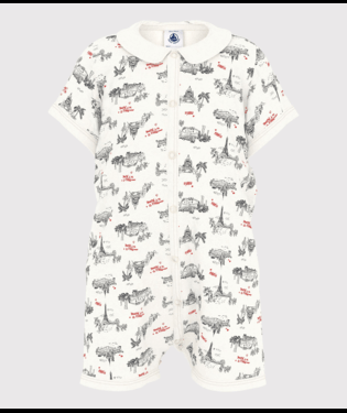 Tutina per neonati Petit Bateau bianco con fantasia grafica all - over - Rubino Kids