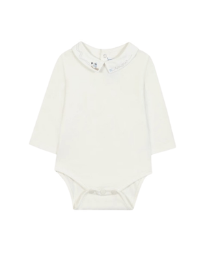 Tutina per neonati Tartine Et Chocolat bianca con colletto alla Peter Pan