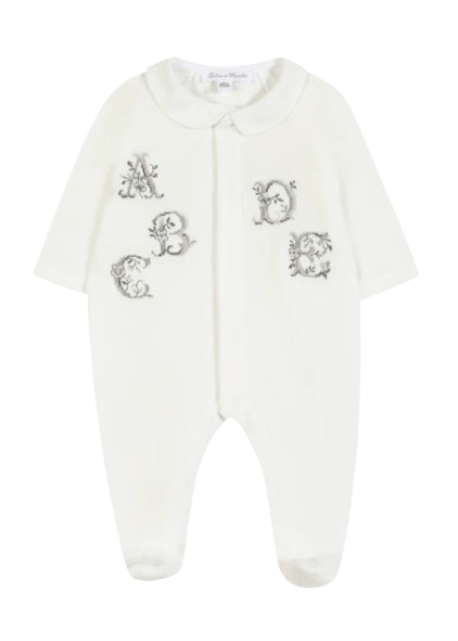 Tutina per neonati Tartine Et Chocolate bianca con lettere ricamate - Rubino Kids