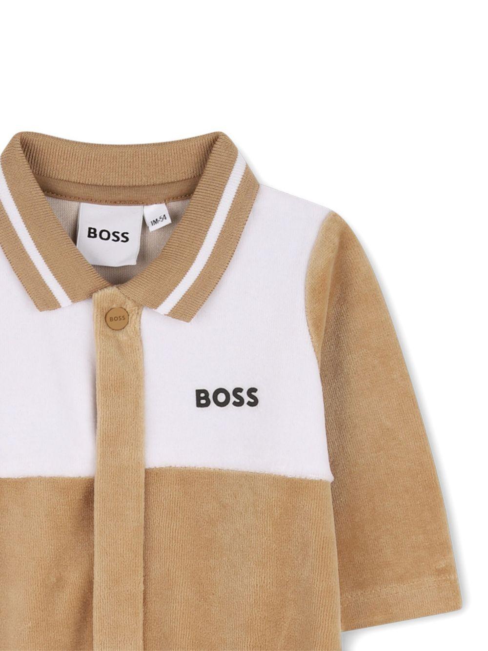 Tutina per neonato Boss Kids beige con colletto polo - Rubino Kids