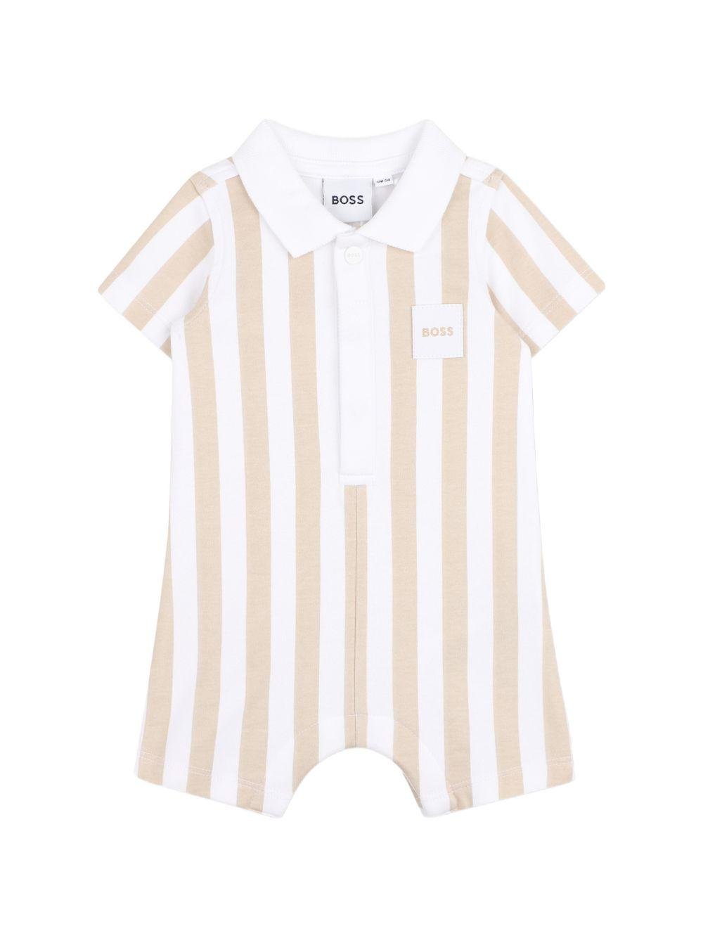 Tutina per neonato Boss Kids beige con motivo a righe verticali - Rubino Kids