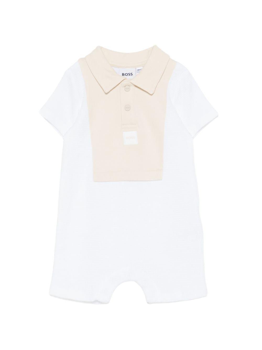 Tutina per neonato Boss Kids bianca con colletto polo - Rubino Kids