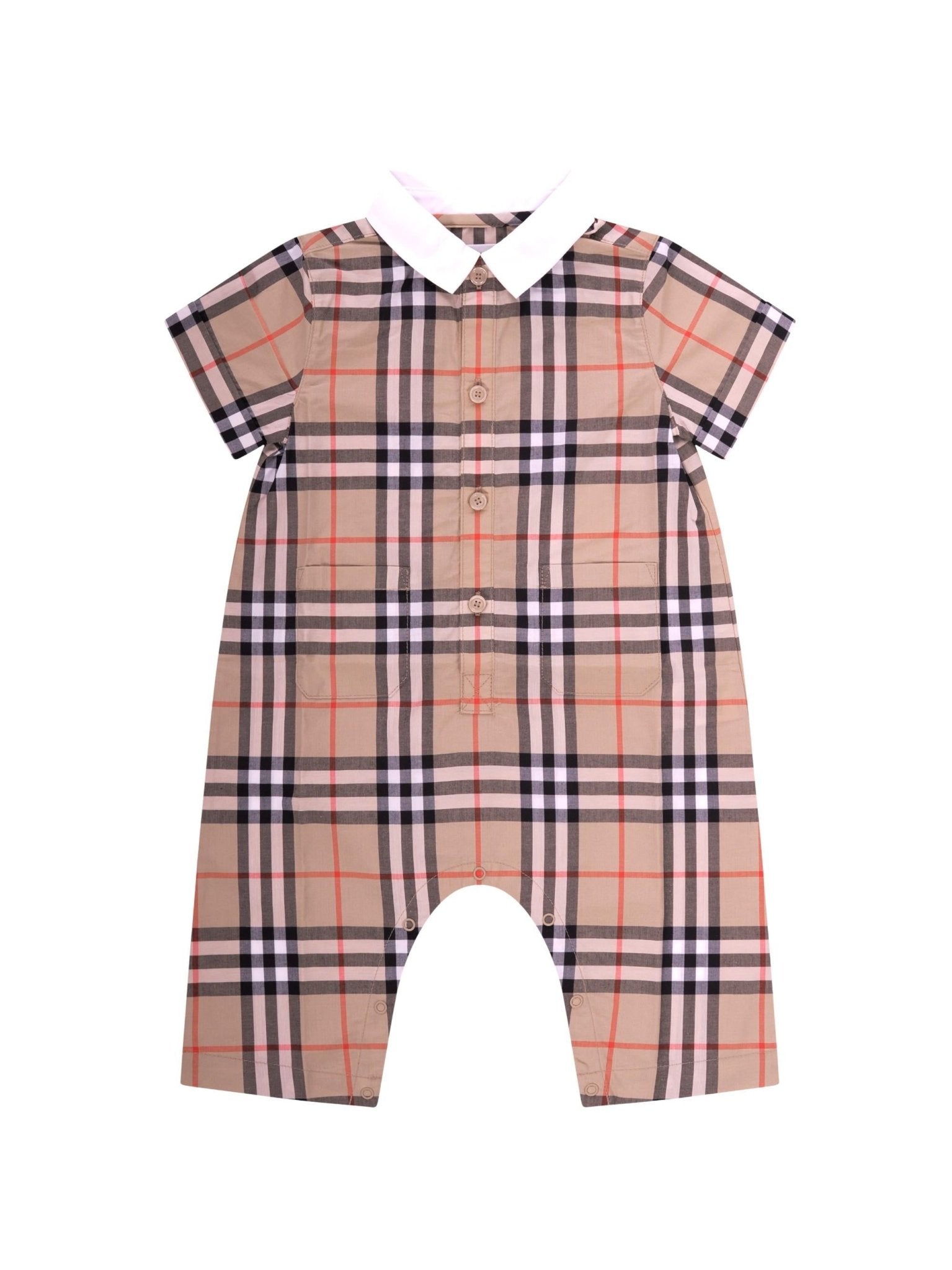 Tutina per neonato Burberry Kids beige a quadri - Rubino Kids
