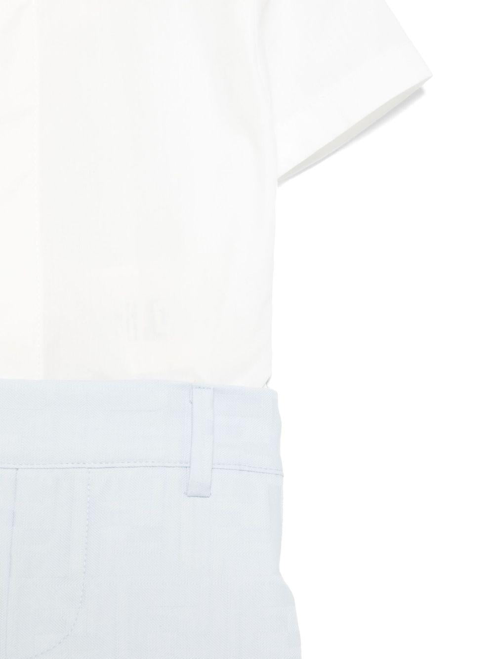 Tutina per neonato Fendi Kids bianco e azzurro con motivo logo a rilievo - Rubino Kids