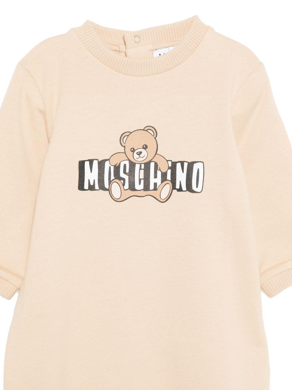 Tutina per neonato Moschino Kids beige con stampa grafica orsetto - Rubino Kids