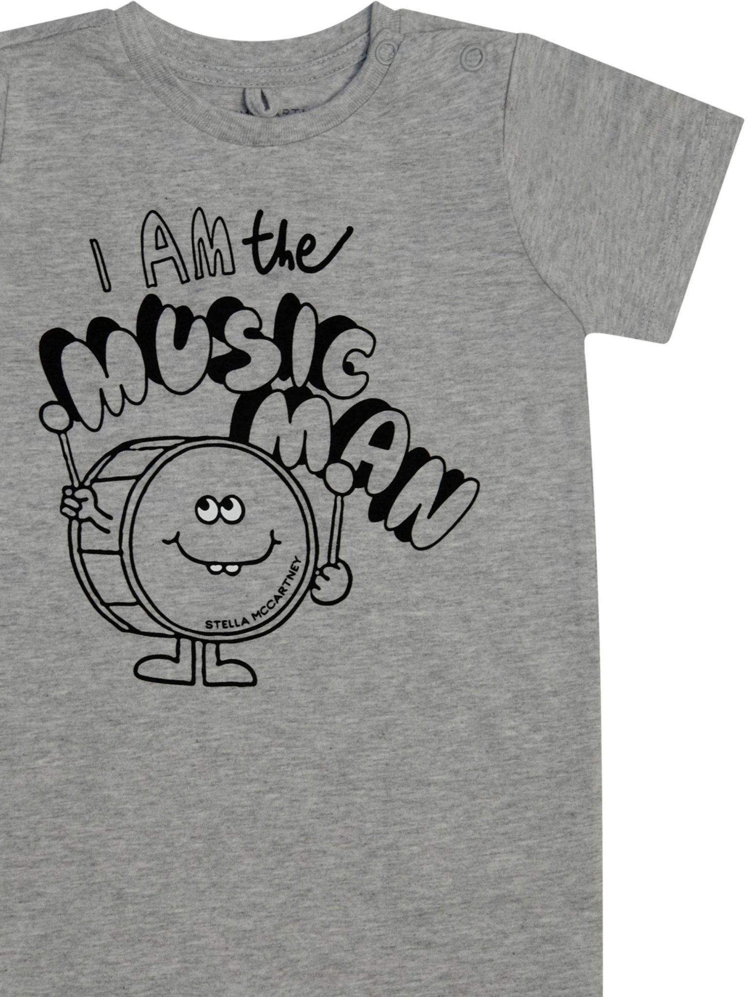 Tutina per neonato Stella McCartney Kids grigia con stampa tamburo sul davanti - Rubino Kids