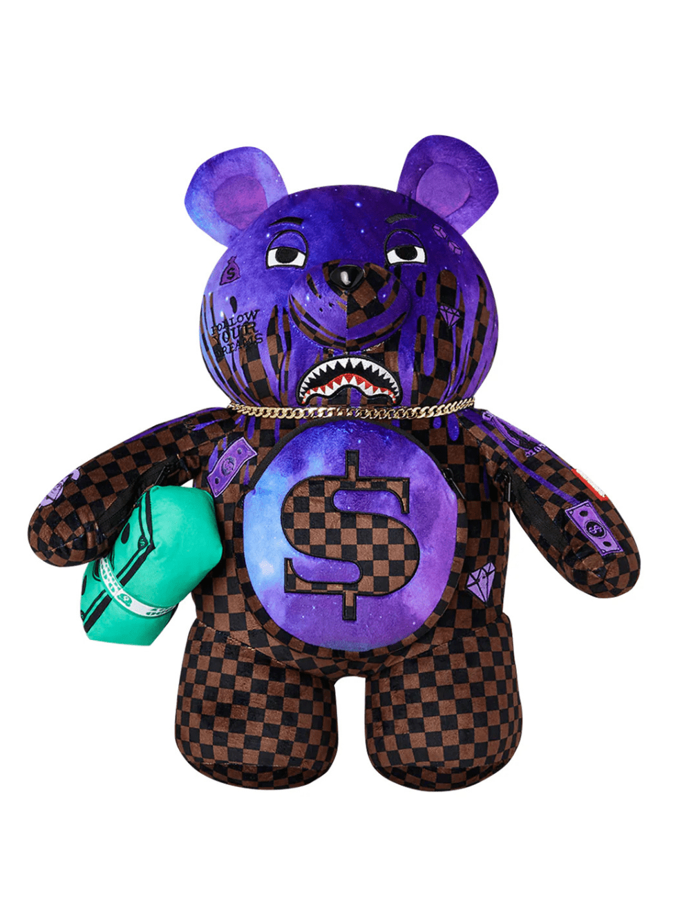 Zaino orsetto per bambino Sprayground Kid marrone con motivo a quadri - Rubino Kids