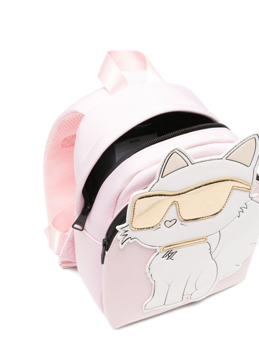 Zaino per bambina Karl Lagerfeld Kids rosa con applicazione gatto - Rubino Kids