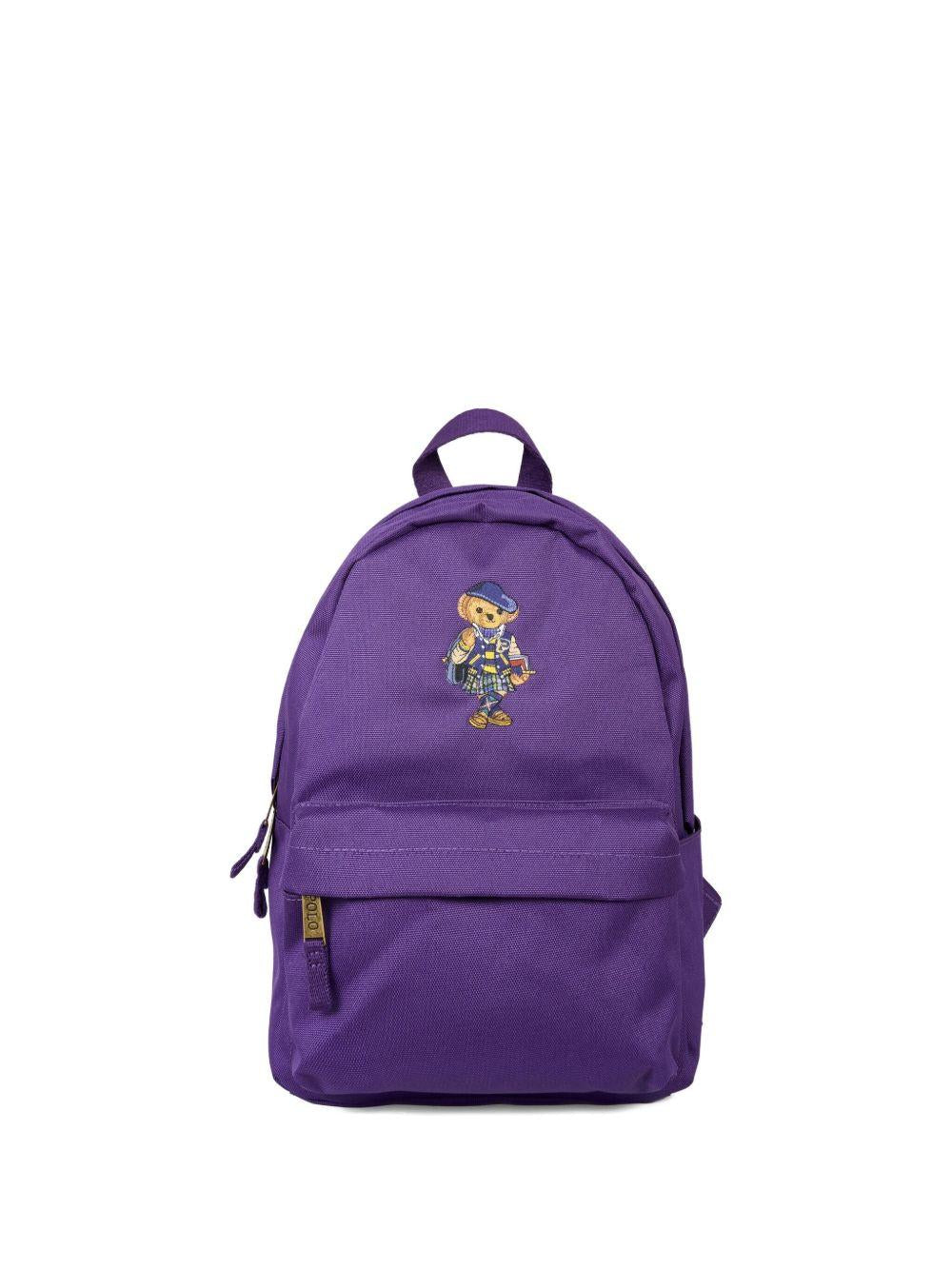 Zaino per bambina Polo Ralph Lauren Kids viola con motivo orso ricamato - Rubino Kids