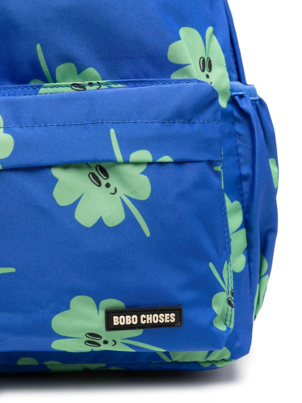 Zaino per bambini Bobo Choses blu con stampa quadrifoglio all - over - Rubino Kids