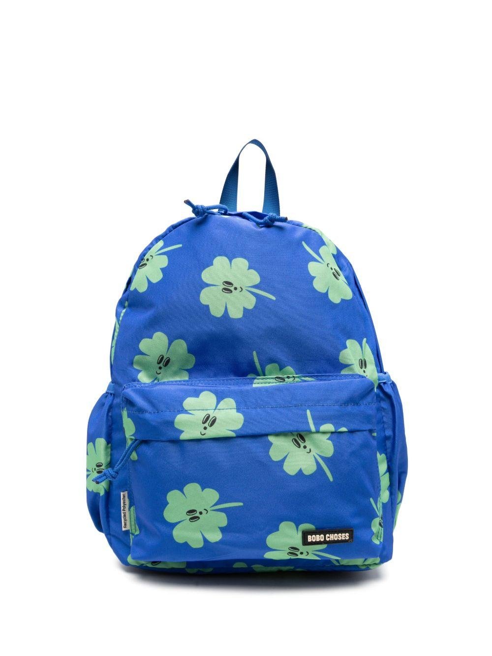 Zaino per bambini Bobo Choses blu con stampa quadrifoglio all - over - Rubino Kids