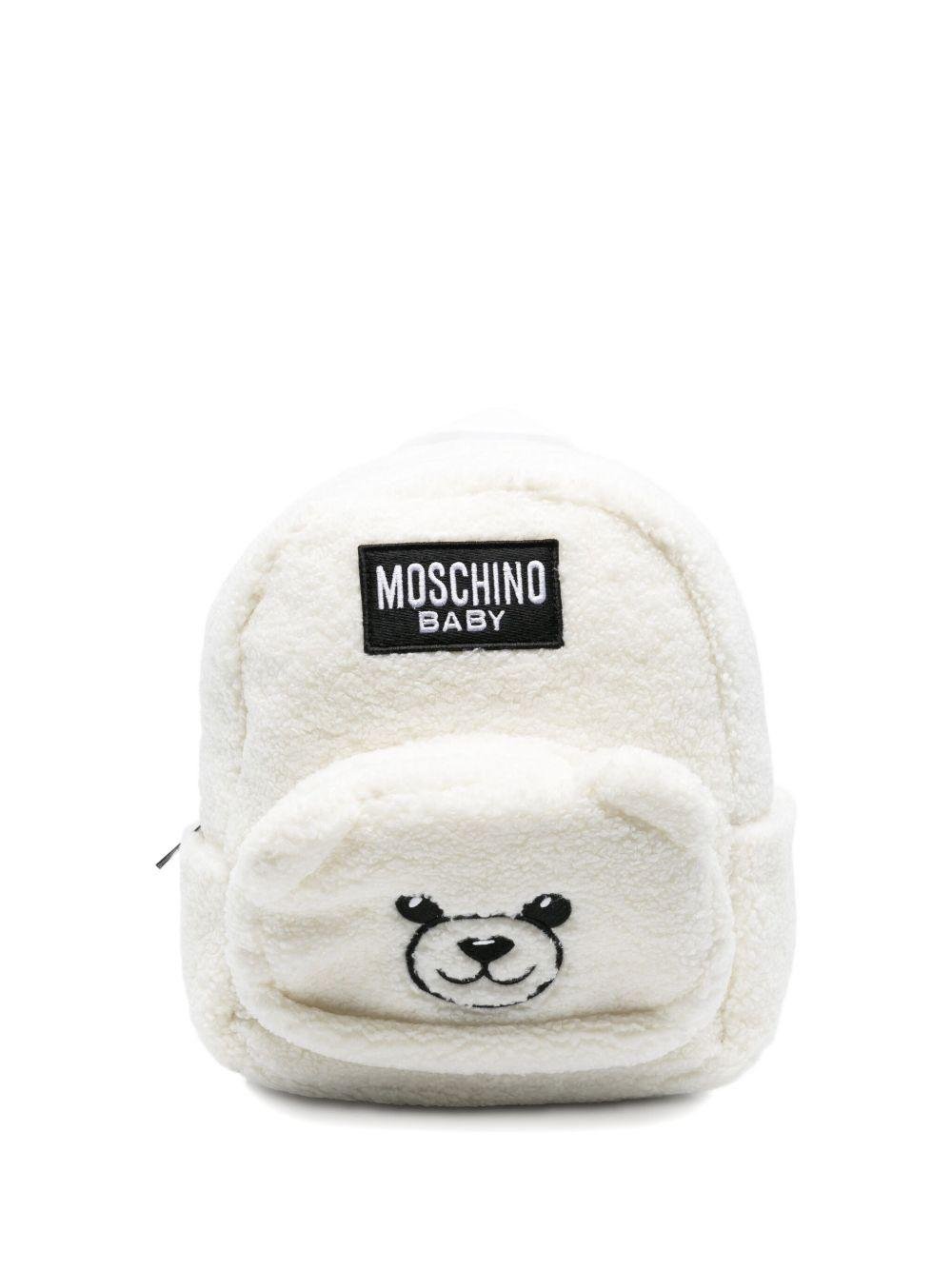 Zaino per bambini Moschino Kids bianco con motivo Teddy Bear - Rubino Kids