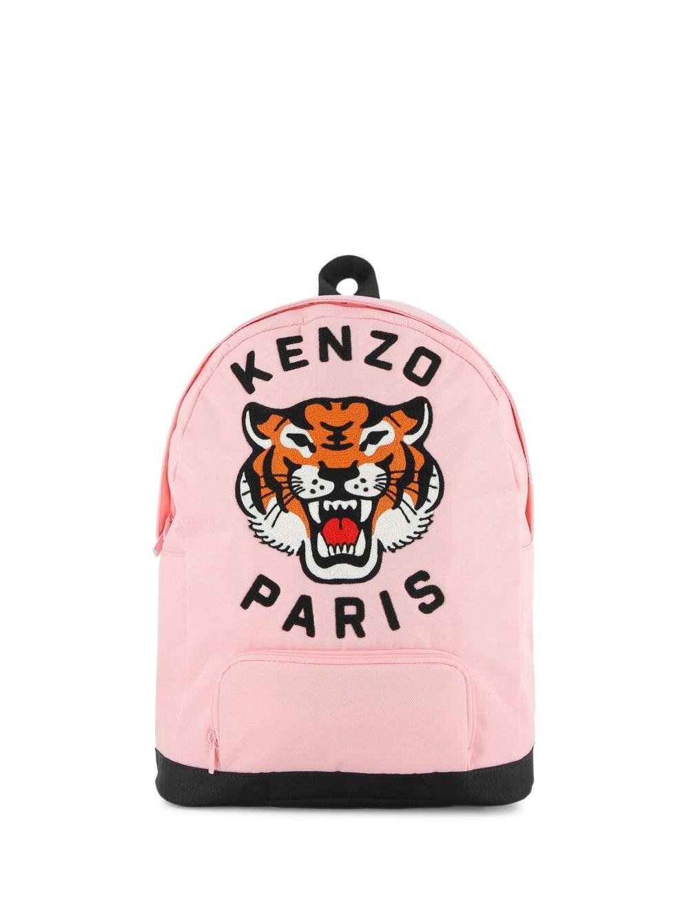 Zaino Tiger Head per bambini Kenzo Kids rosa con stampa tigre sul davanti - Rubino Kids